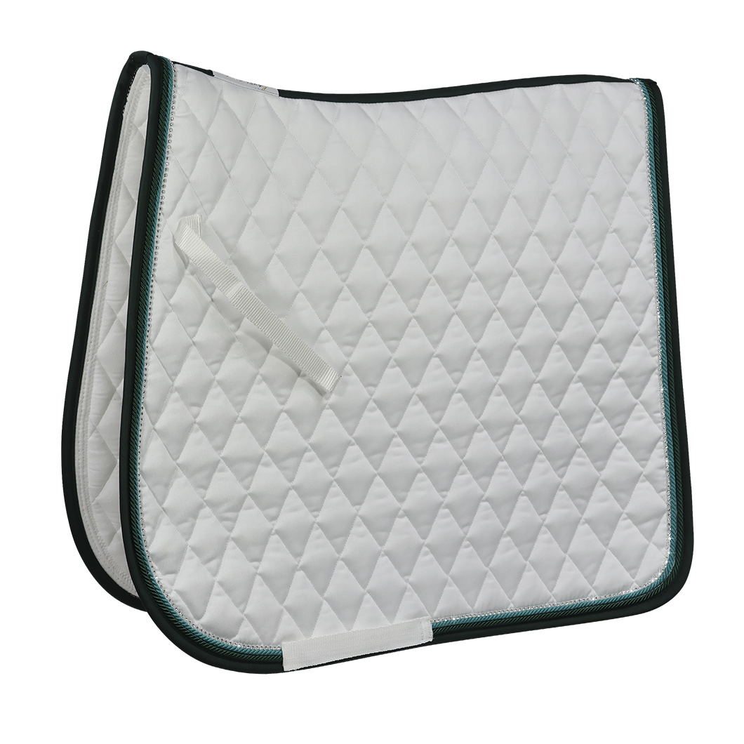 EQUEST Schabracke Cotton Diamant weiß mit Einfass Bottle Green und Kordel Crystal Clear, Mint und Bottle Green | Clover and Canter