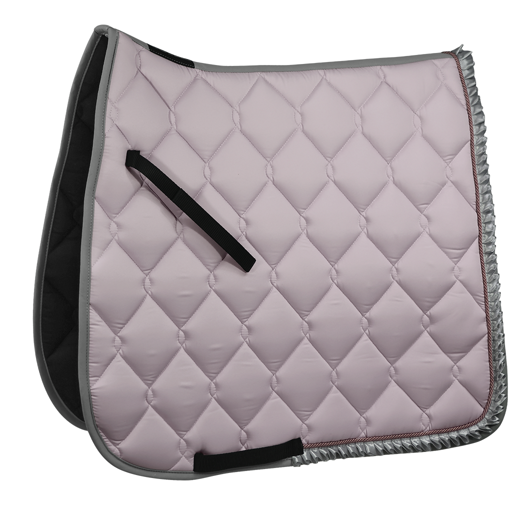 EQUEST Schabracke Macro Avenue in Rose mit Einfass Grey und Rüschen und Kordel Antique Rose | Stable Sweetheart