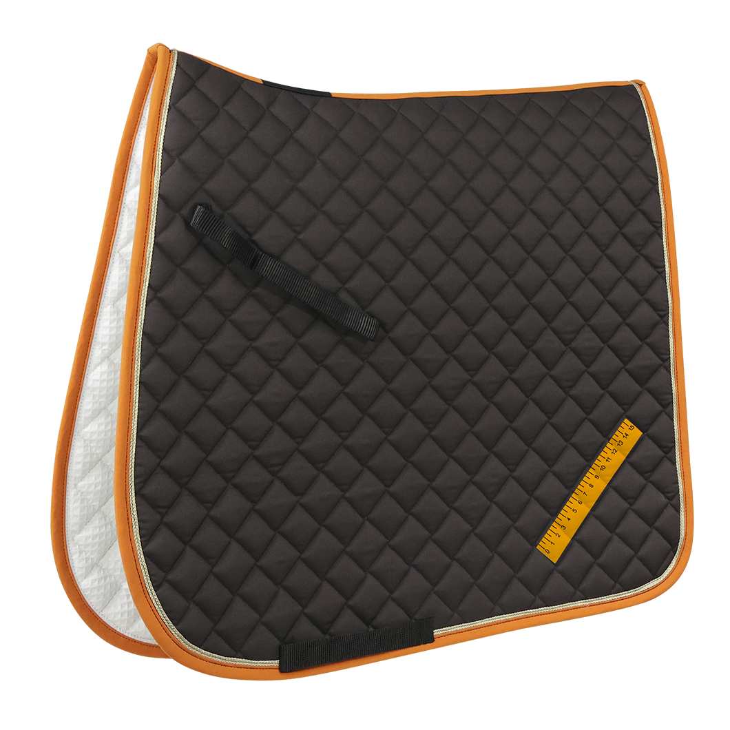 EQUEST Schabracke Poly Cotton Piquet Mocha | Orange Cake | Einfass Orange Litze Gold | DTF Ruler Back to School