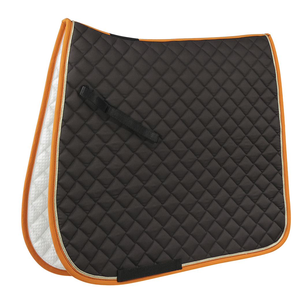 EQUEST Schabracke Poly Cotton Piquet Mocha | Orange Cake | Einfass Orange Litze Gold