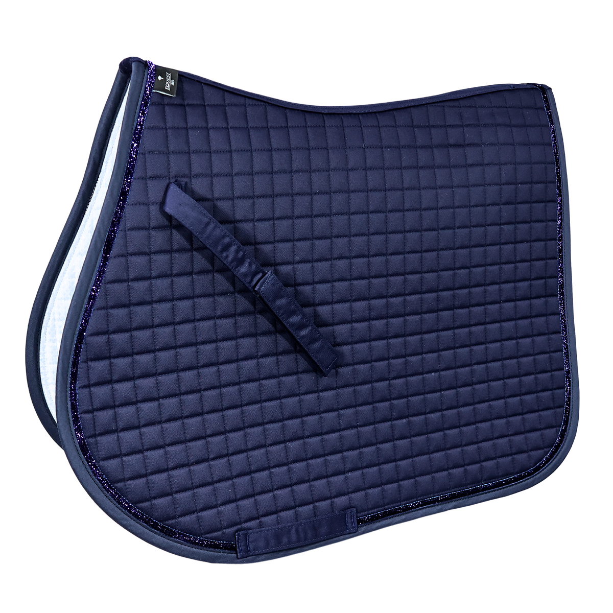 EQUEST Schabracke Essex in Navy mit Glitzerband am Rand, fein gesteppt im Vielseitigkeitsschnitt, freigestellt