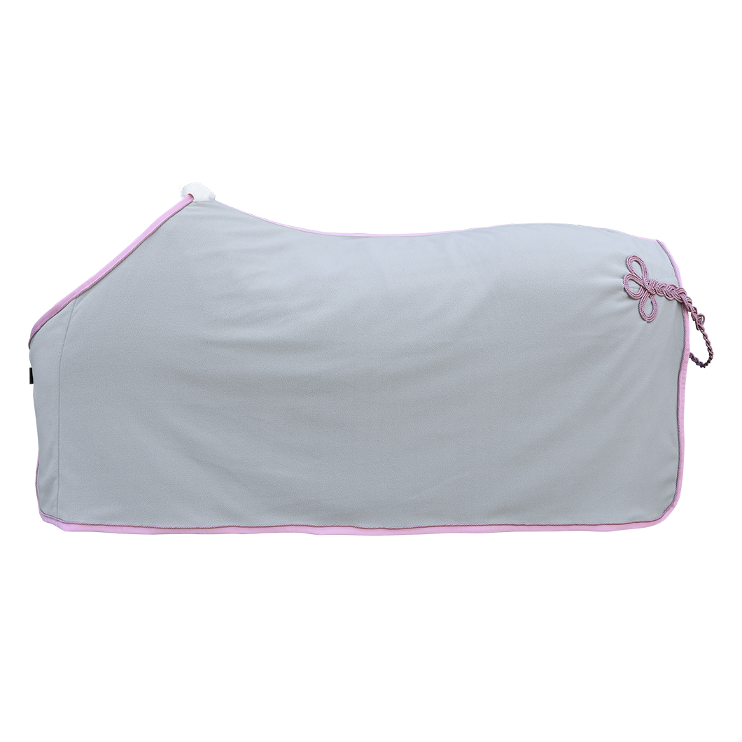 EQUEST Decke Alpha Fleece in Grey mit Einfass Rose und Kordel und Zierschweifkordel in Antique Rose | Stable Sweetheart
