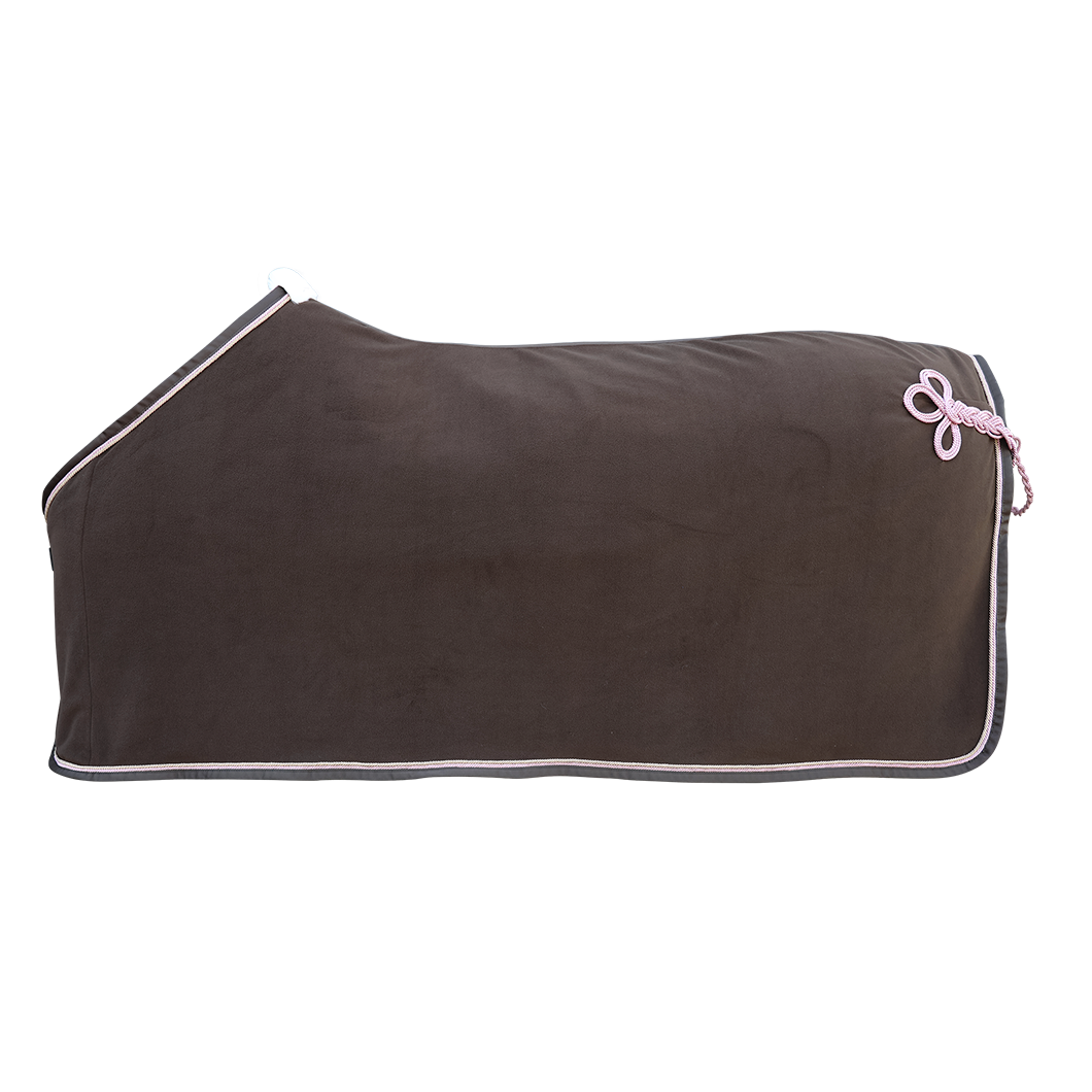 EQUEST Alpha Fleece Abschwitzdecke Cafe Couture | Mocha mit Antique Rose Kordel