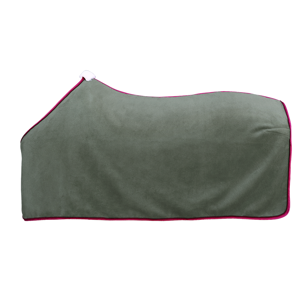 EQUEST Dralon Decke Salbei mit Einfass Satin Viola Red und Kordel Bordeaux | Vineyard Reins