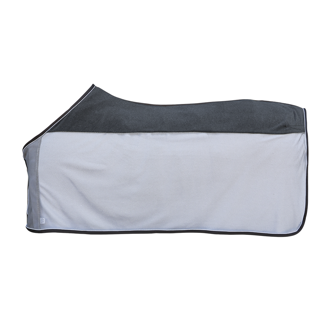 EQUEST Fliegendecke Fly Premium BiColor mit dunkelgrauem Fleece-Rückenbereich und hellgrauem Netzgewebe