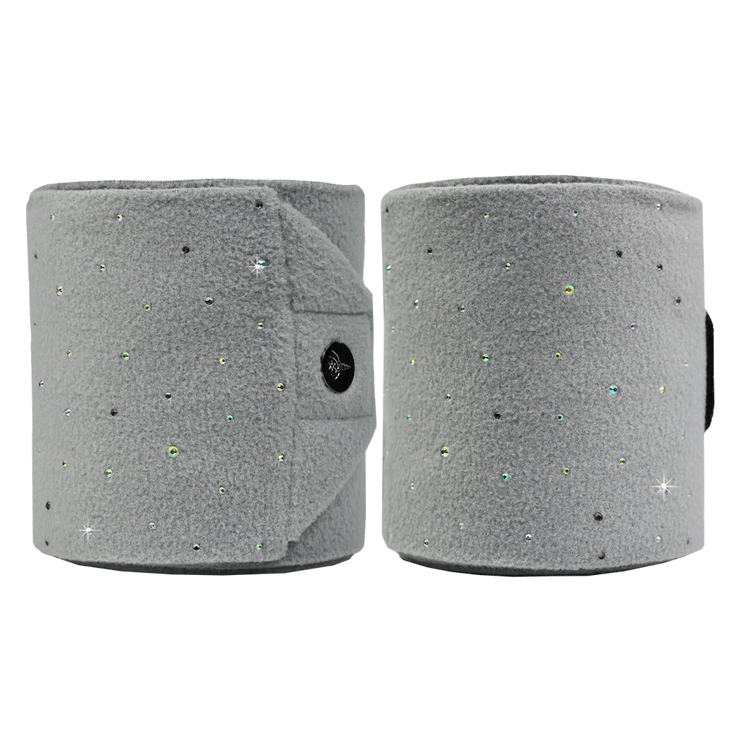 EQUEST Bandagen Alpha Fleece Delight in Grey mit Glitzersteinen – 2er Set