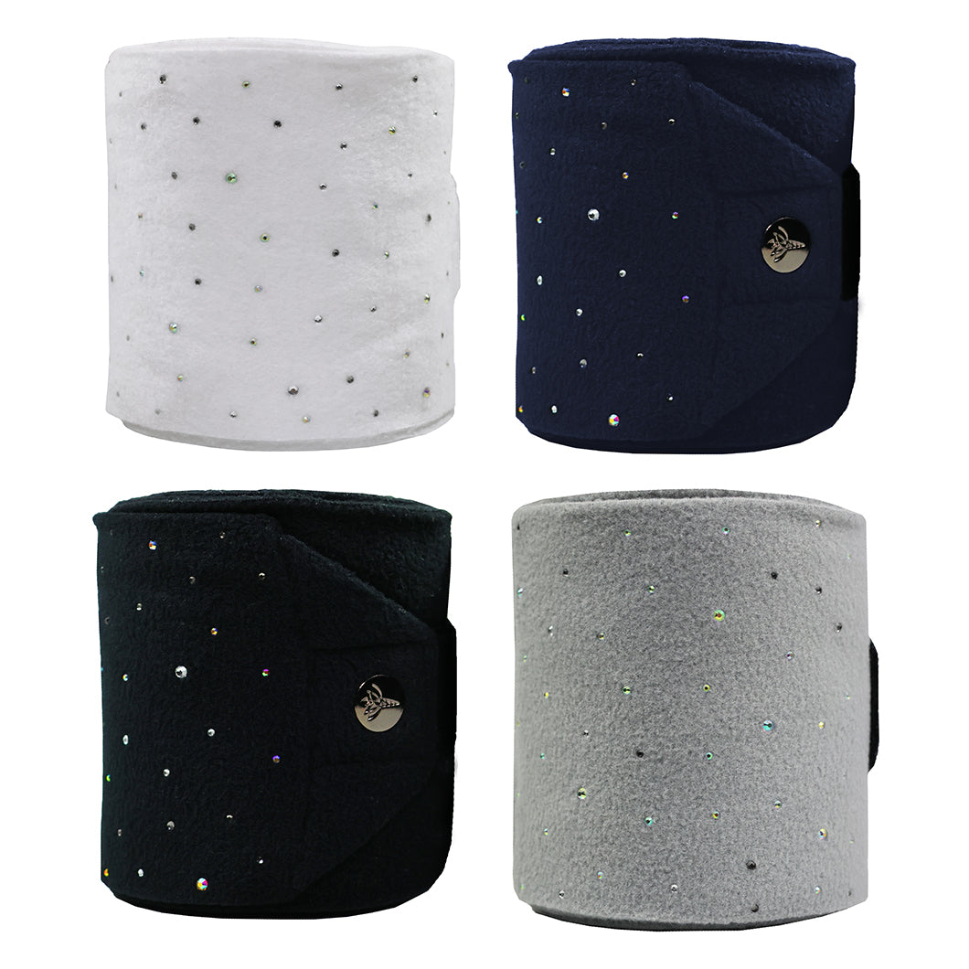 EQUEST Bandagen Alpha Fleece Delight mit Glitzersteinen in White, Grey, Black und Navy
