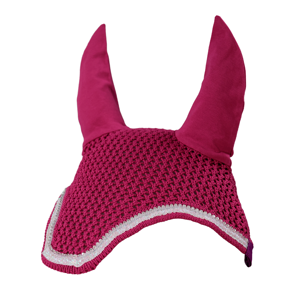EQUEST Fliegenohr in Viola Red mit TwinCord aus Strass und Glitzerband in Rose-White, freigestellt