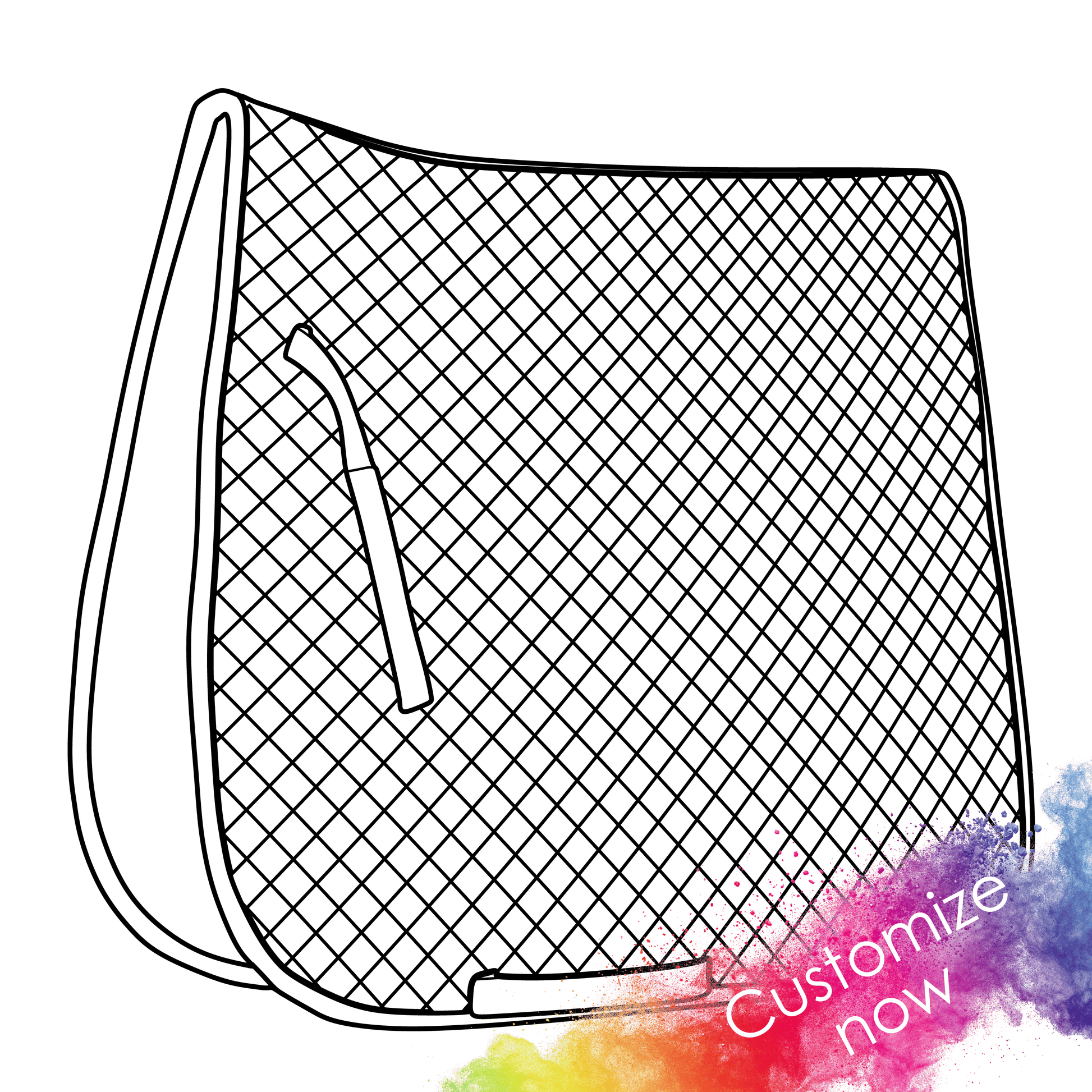 MyEQUEST Cotton Classic EQUEST saddle pad with white cotton fabric and black trim, designed for horse comfort and style.